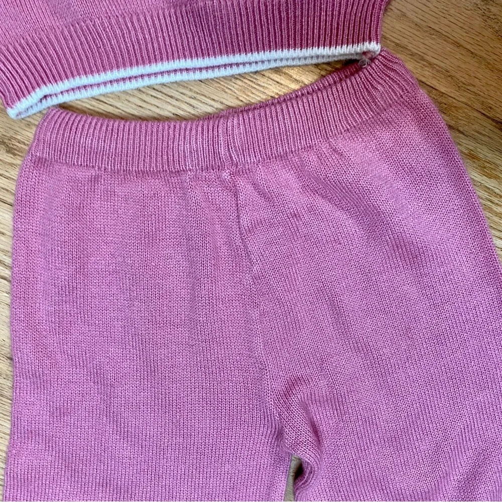 Vintage 1980s Toddler Time JCPenny Two Piece Pink Knit Outfit Size 4T
